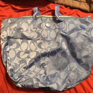 Baby blue overnight Coach duffel